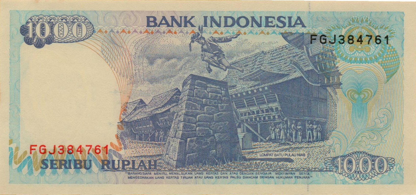 Indonesia 1000 1996 UNC P-129/e